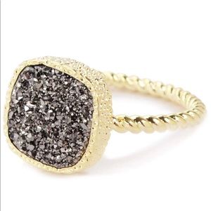 Beautiful Druzy Quartz Gold Plated Ring